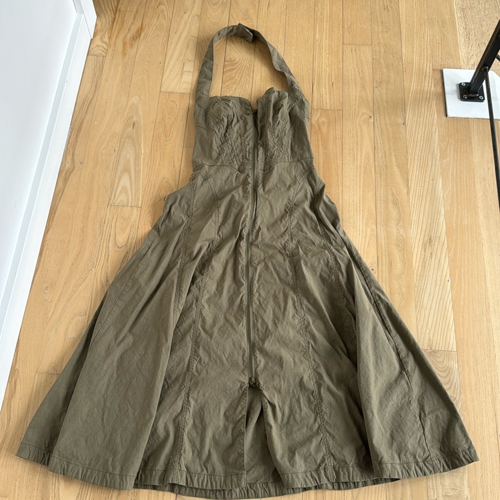 Anthropologie Halter Dress Olive Green